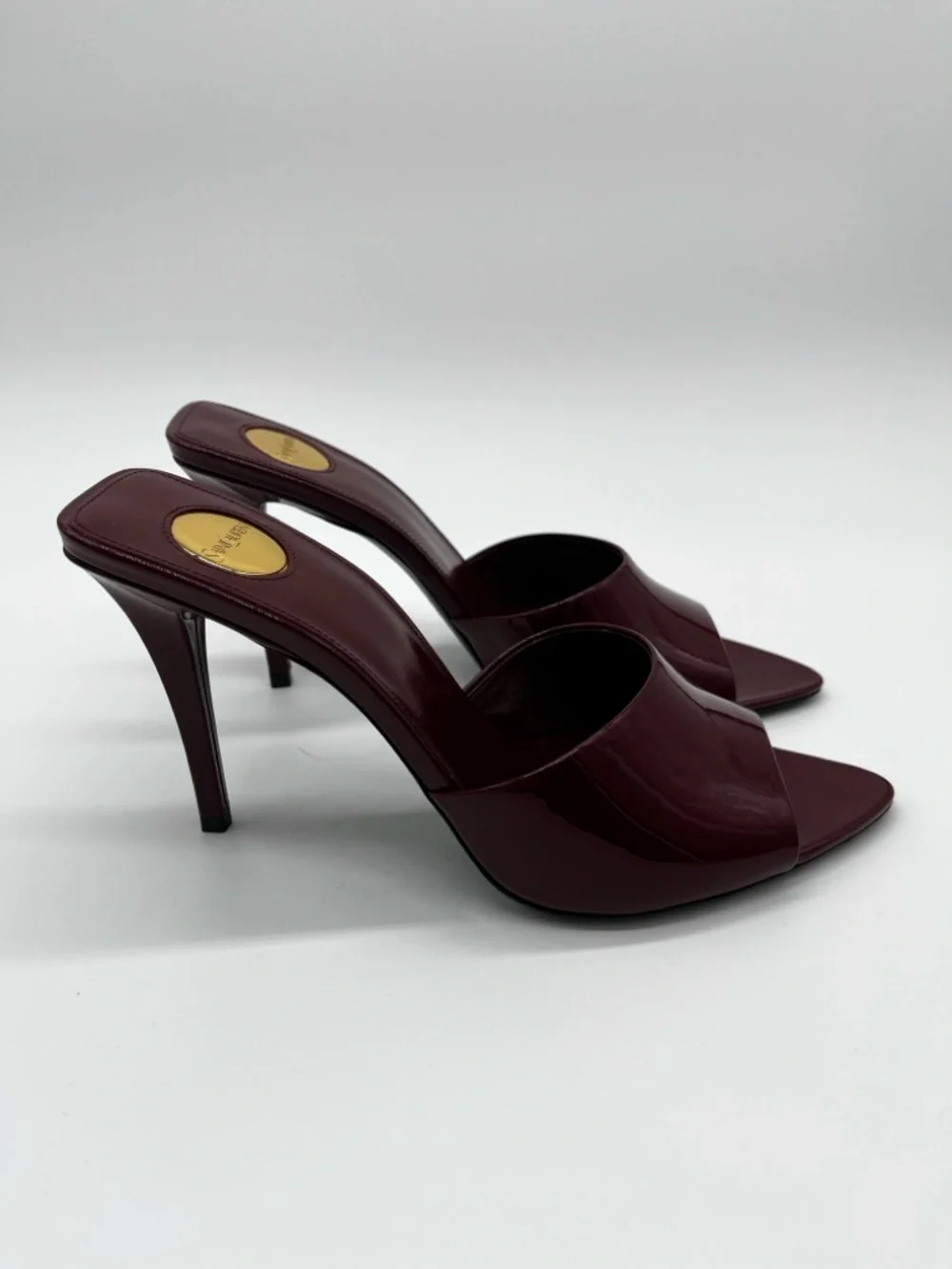 Saint Laurent Romy heeled Mules Patent Leather Stiletto Bordeaux - 8 - Picture 7 of 13